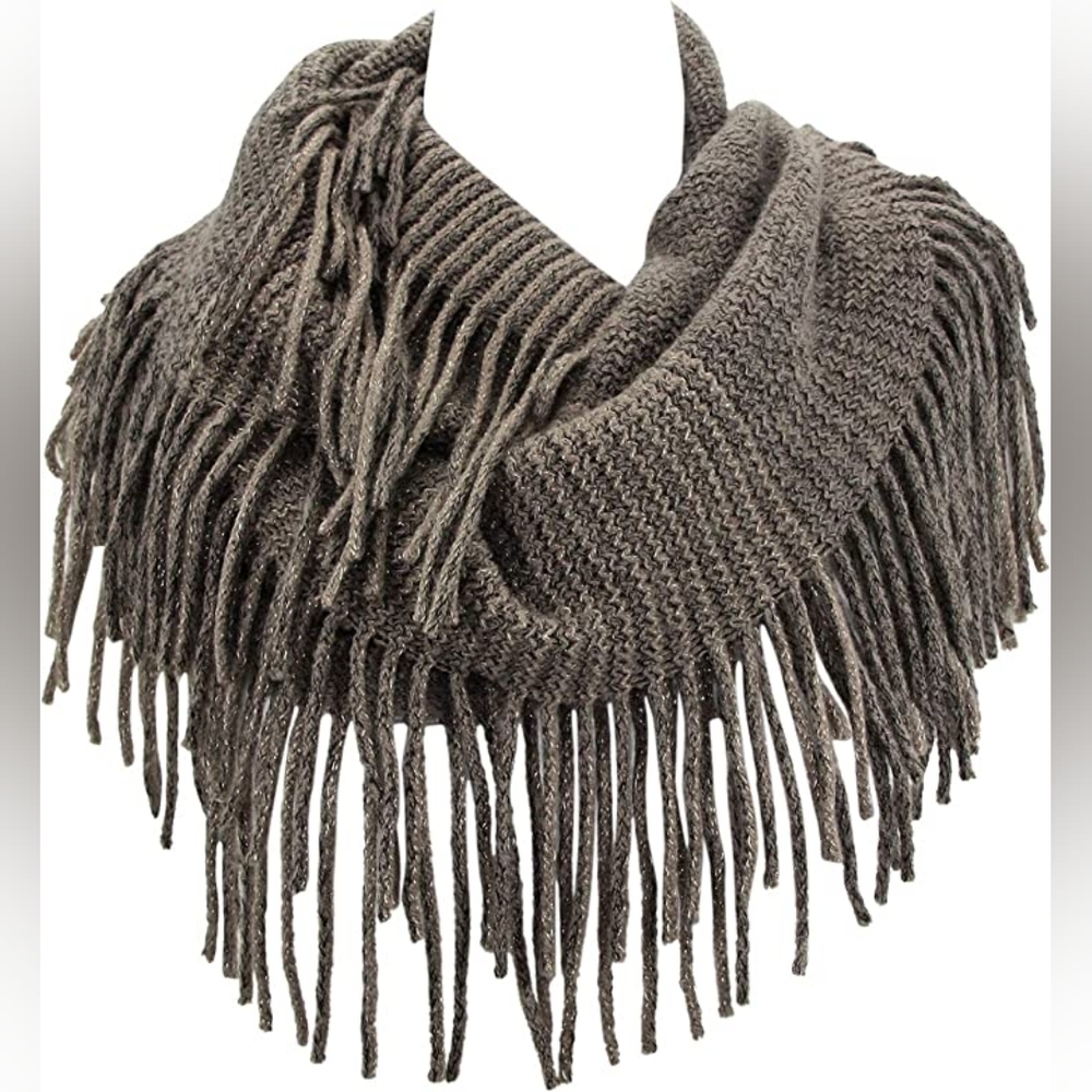 Contempo Knit Infinity Scarf with fringe